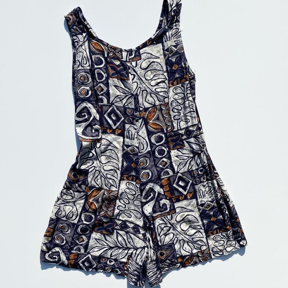 Bohemian Floral Plant Romper Women's Large Summer Vacation Beach Spring